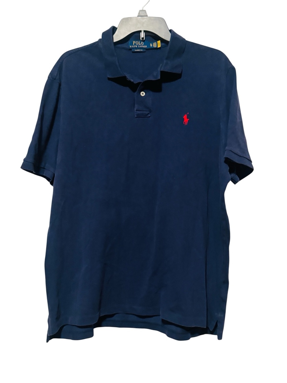 Polo by Ralph Lauren Men's Navy Short-Sleeve Polo Shirt with Red Logo XL